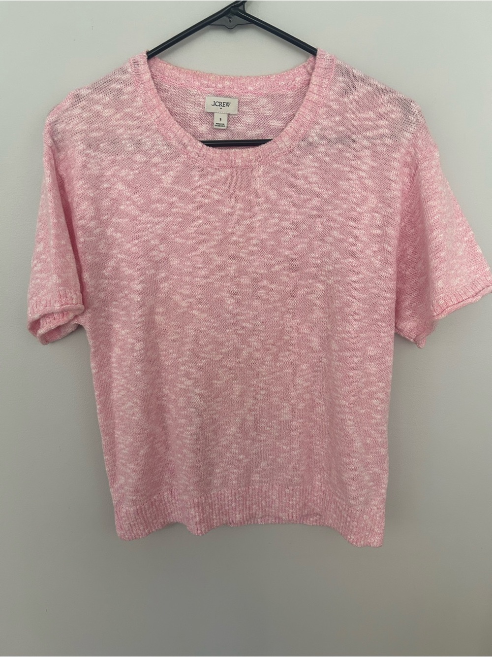 J. Crew Heathered Light Pink Short-Sleeve Knit Top